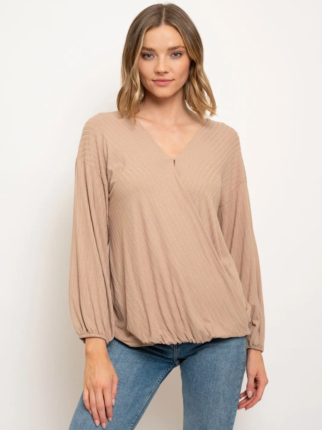 WOMEN'S LONG SLEEVE V-NECK WRAP TOP
